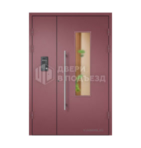 Подъездная дверь со стеклом и домофоном ДП-76